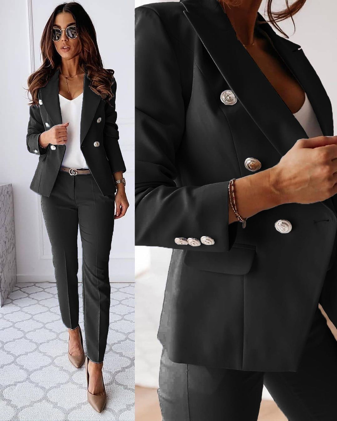 Dames blazer-pantalon set – Elegant tweedelig pak