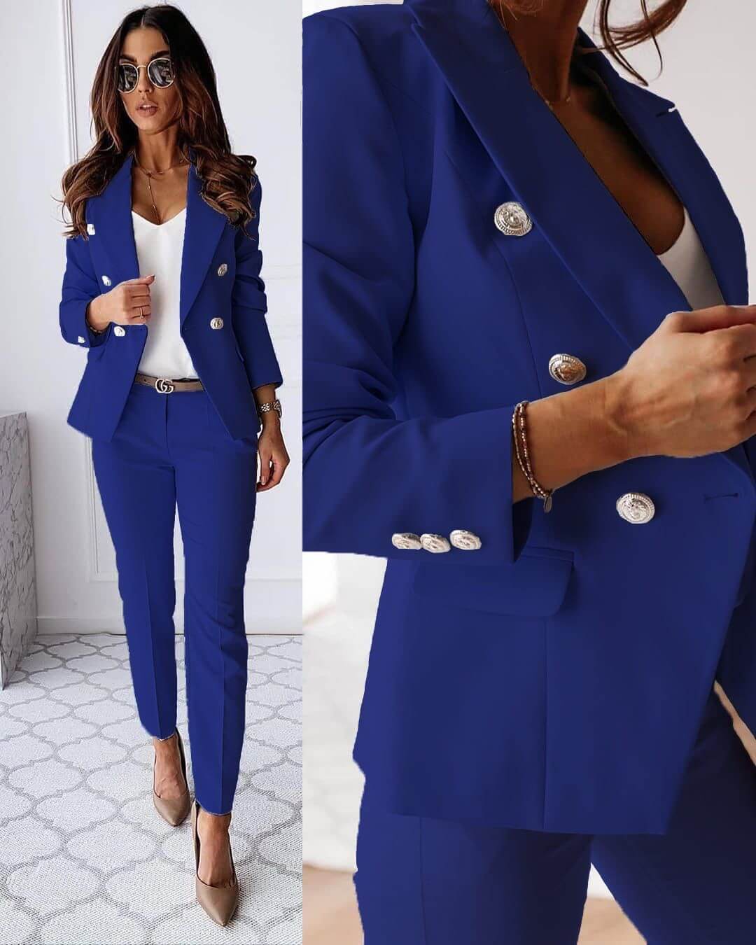 Dames blazer-pantalon set – Elegant tweedelig pak