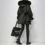Dames Parka met Capuchon en Bontkraag | Winterjas met Getailleerde Pasvorm