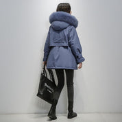 Dames Parka met Capuchon en Bontkraag | Winterjas met Getailleerde Pasvorm