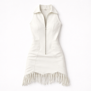 Dames Witte Mini Jurk met Franjes | Western Geïnspireerde Zomerjurk