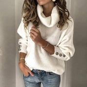 Dames oversized coltrui | Winter sweater met manchet knopen