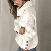 Dames oversized coltrui | Winter sweater met manchet knopen