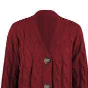 Lang kabelgebreid dames vest | Warme cardigan met knopen