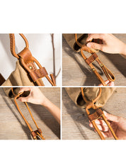 Dames canvas schoudertas | Crossbody met leren look band