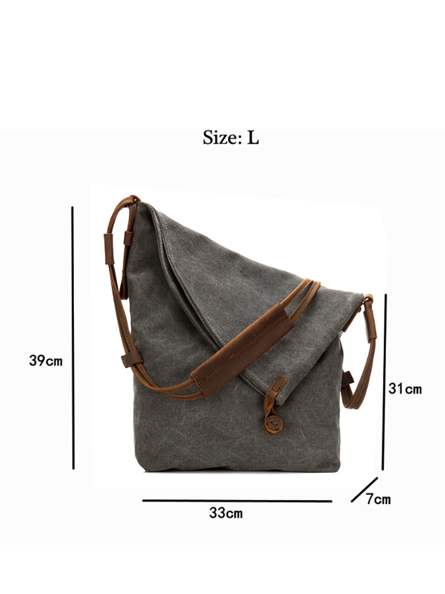 Dames canvas schoudertas | Crossbody met leren look band