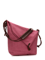 Dames canvas schoudertas | Crossbody met leren look band