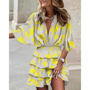 Dames zomerjurk met bloemenprint en elastische tailleband