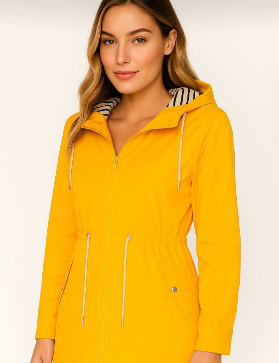 Dames regenjas | Parka met verstelbare taille en capuchon