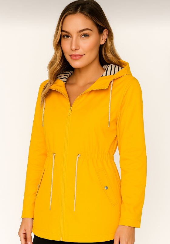 Dames regenjas | Parka met verstelbare taille en capuchon