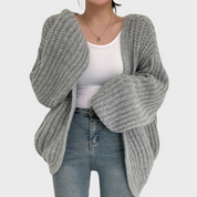 Oversized chunky knit vest met pofmouwen | Grof gebreid cardigan