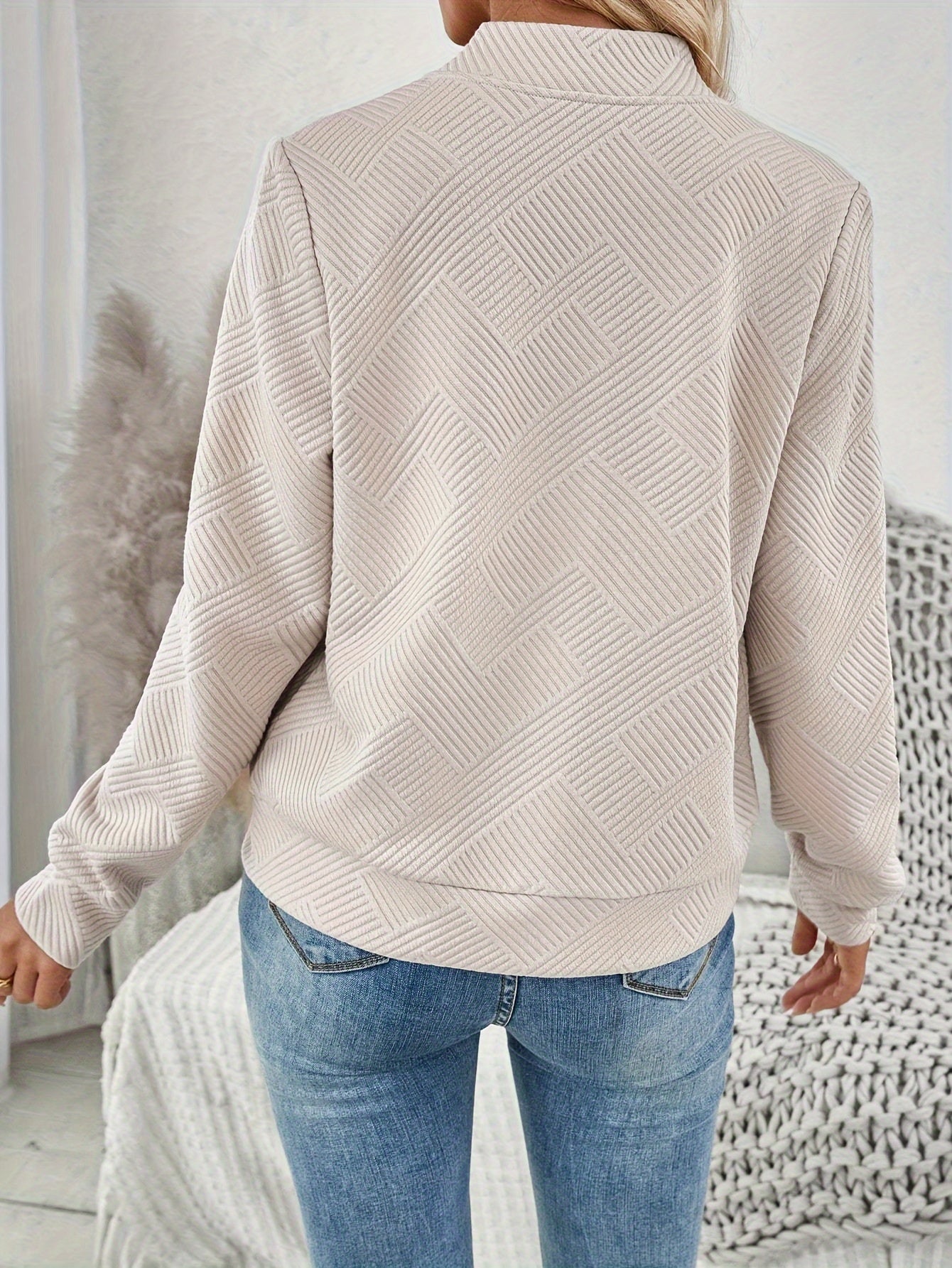 Dames zip-up shacket met geribbelde textuur en zakken