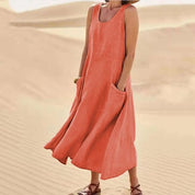 Dames zomerjurk mouwloos - Ronde hals relaxed fit