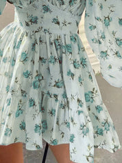 Women's summer dress V-neck with floral print