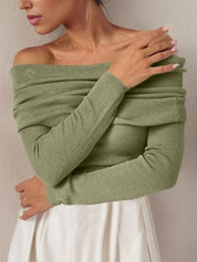 Women's off-shoulder sweater with long sleeves basic fit