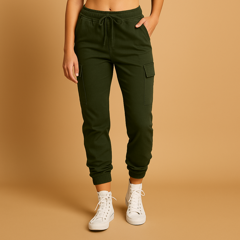 Dames cargo broek | Met steekzakken en elastische tailleband