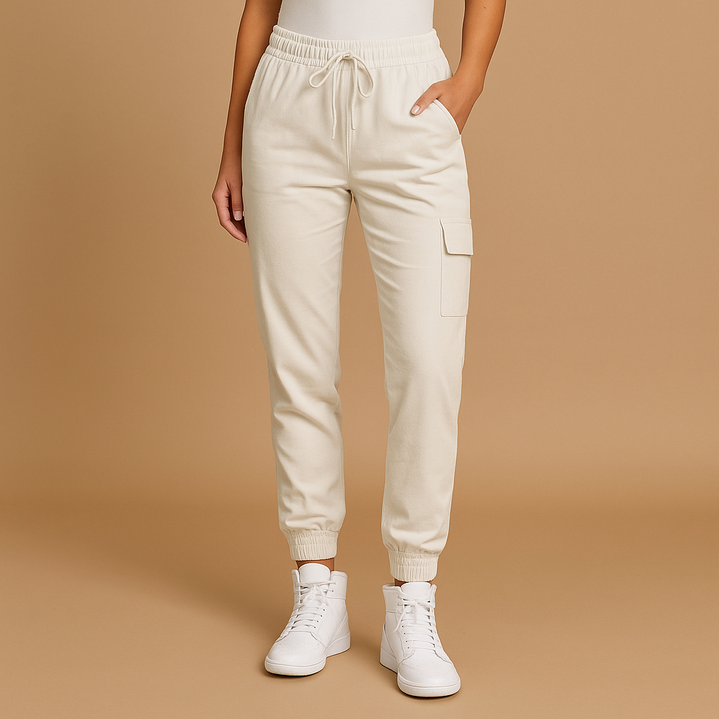 Dames cargo broek | Met steekzakken en elastische tailleband