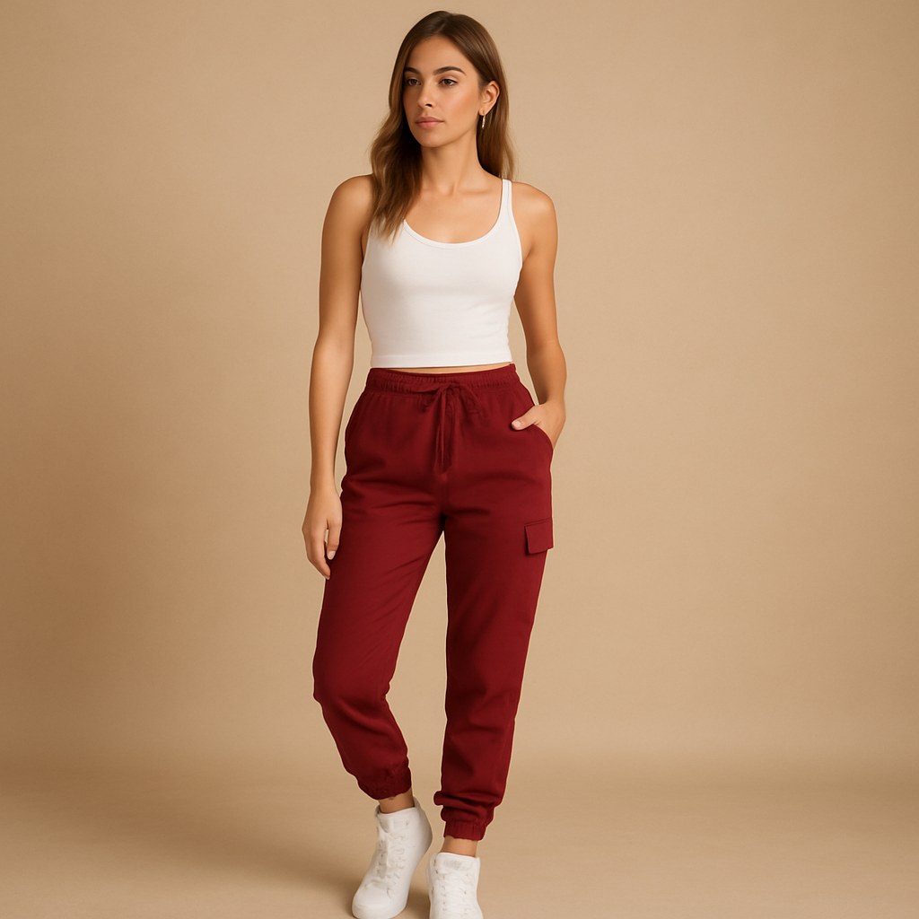 Dames cargo broek | Met steekzakken en elastische tailleband