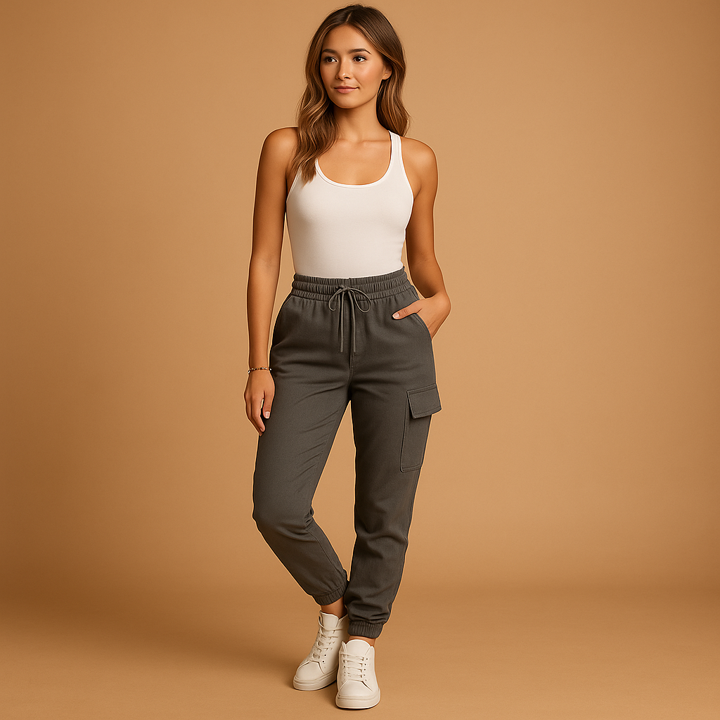 Dames cargo broek | Met steekzakken en elastische tailleband
