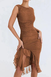 Dames Stretch Mesh Zomerjurkje - Met Ruche Zoom