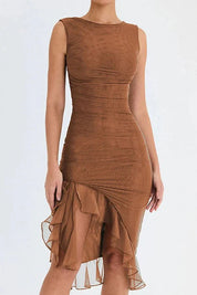 Dames Stretch Mesh Zomerjurkje - Met Ruche Zoom