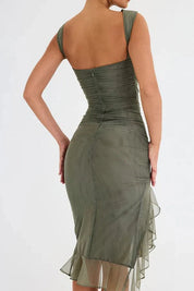 Dames Stretch Mesh Zomerjurkje - Met Ruche Zoom
