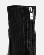 Zwarte dames enkellaarzen met gebreide schacht | Winter sock boots