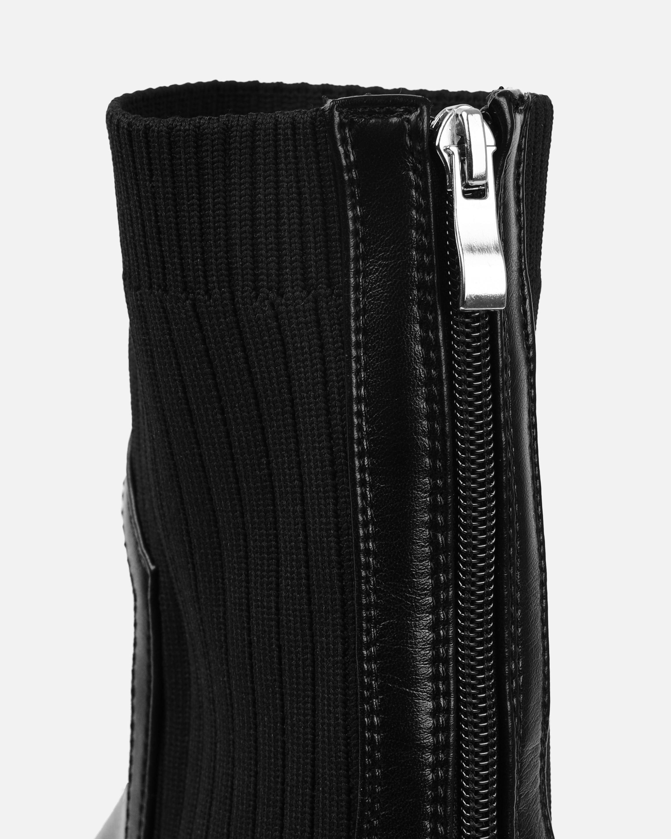 Zwarte dames enkellaarzen met gebreide schacht | Winter sock boots