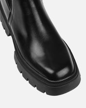 Zwarte dames enkellaarzen met gebreide schacht | Winter sock boots