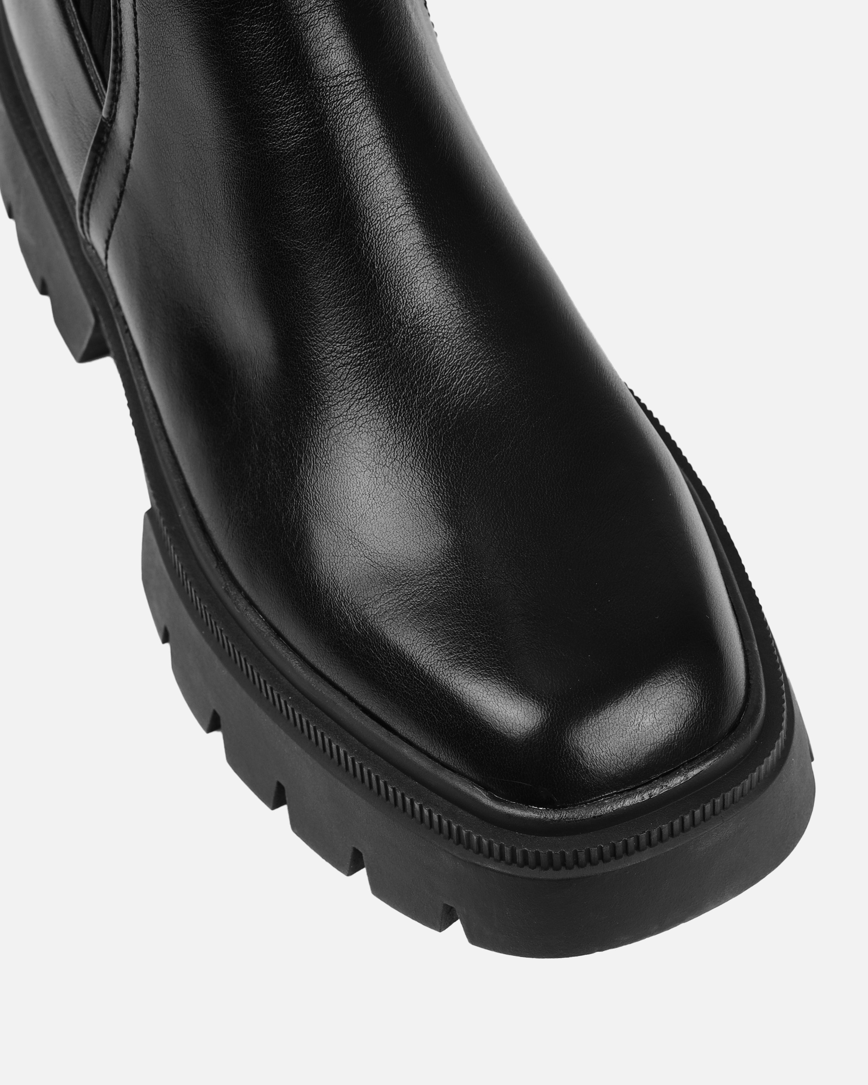 Zwarte dames enkellaarzen met gebreide schacht | Winter sock boots