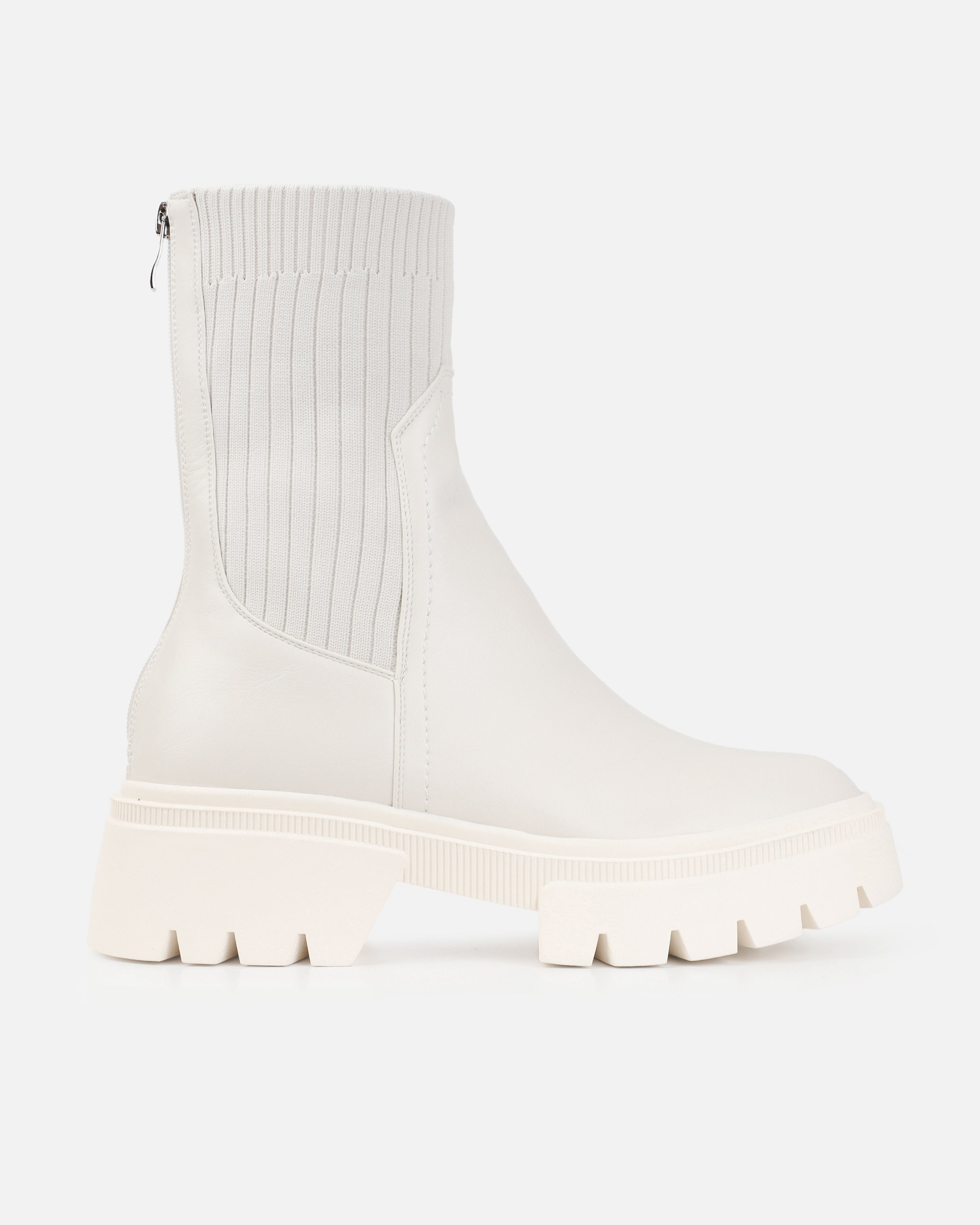 Witte dames enkellaarzen met gebreide Schacht | Sock Boots Winter