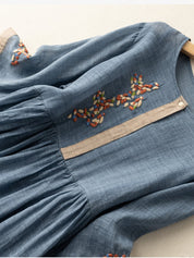 Dames zomerjurk met borduurprint en A-lijn silhouet