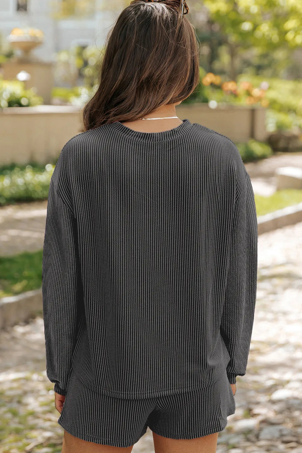 Dames loungewear set met sweater en korte broek
