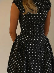 Dames zomerjurk maxi met stippenprint en ronde hals
