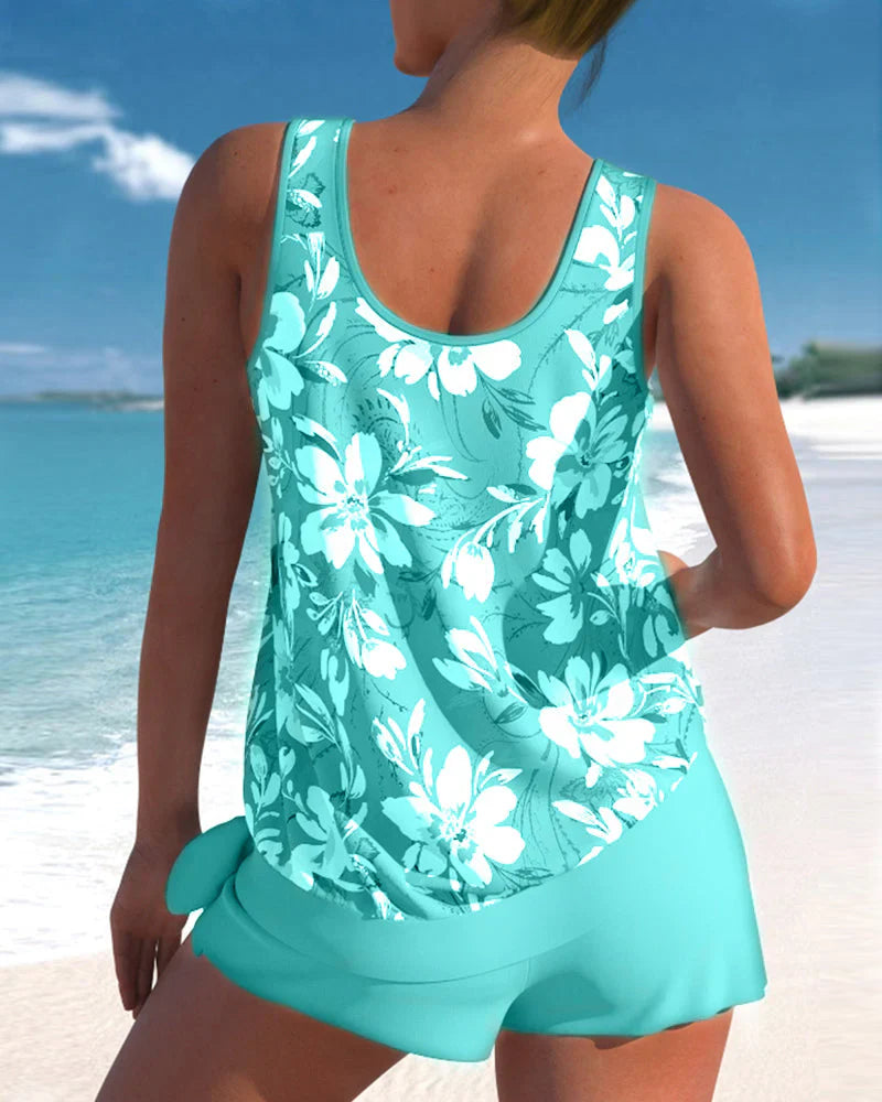 Dames tankini set tweedelig met bloemenprint