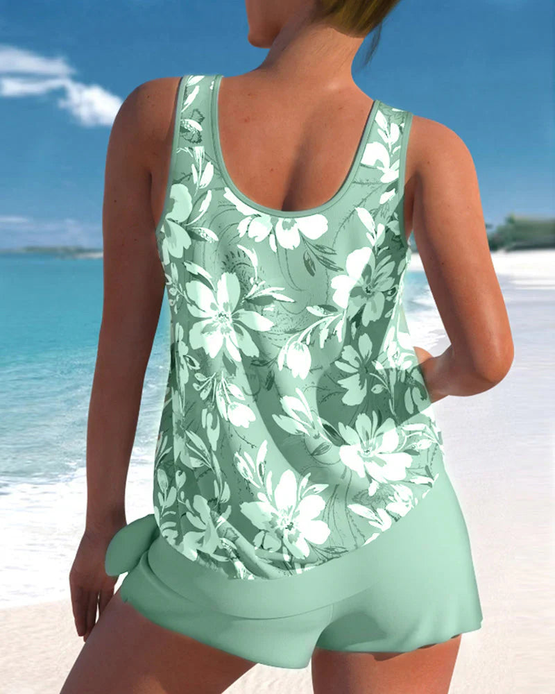 Dames tankini set tweedelig met bloemenprint
