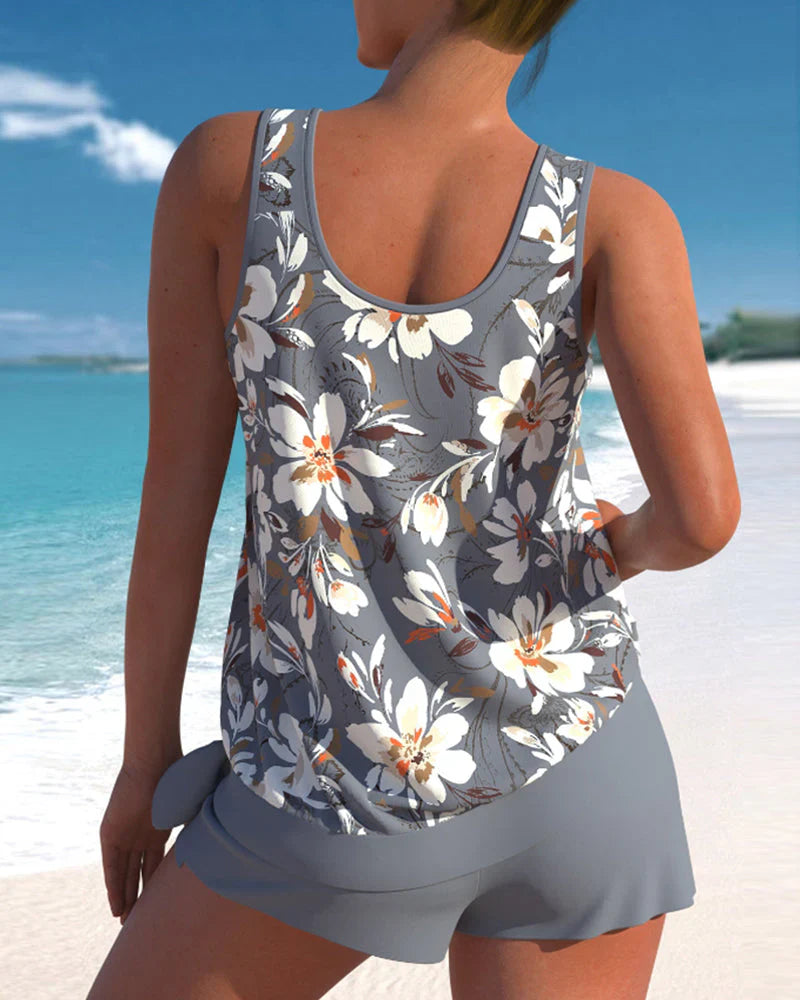 Dames tankini set tweedelig met bloemenprint