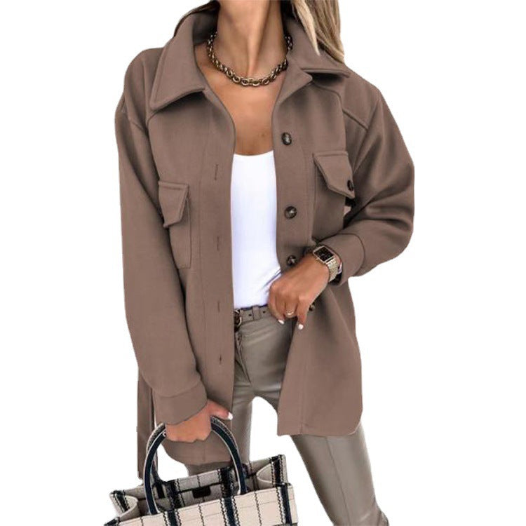 Dames Kort Jack Oversized met Opstaande Kraag | Shacket met Borstzakken