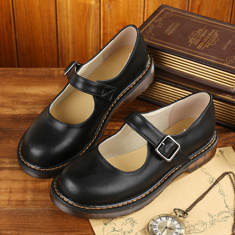 Dames mary jane schoenen met riempje - Ronde neus retro stijl