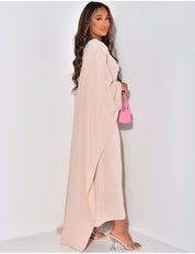 Lange dames avondjurk | Elegante cape met mouwen
