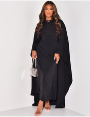 Lange dames avondjurk | Elegante cape met mouwen