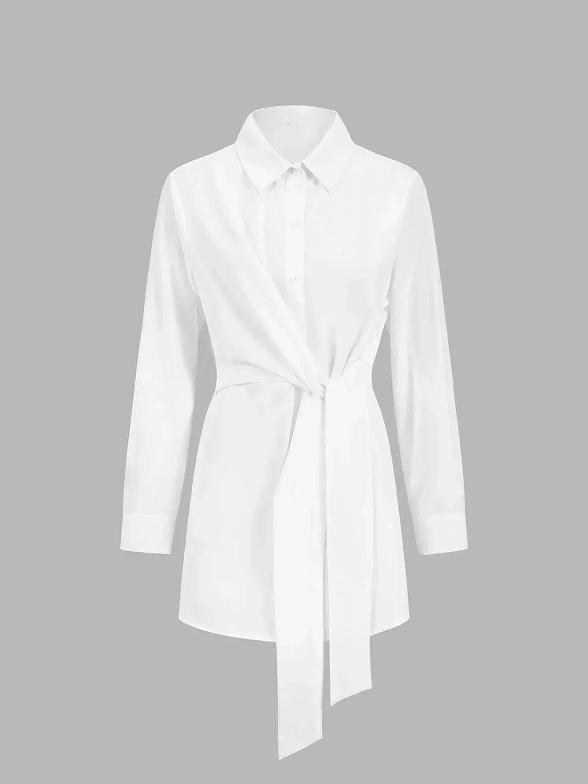 Dames blouse oversized met ceintuur en lange mouwen - Zakelijk