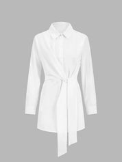 Dames blouse oversized met ceintuur en lange mouwen - Zakelijk