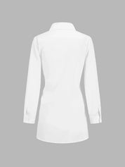 Dames blouse oversized met ceintuur en lange mouwen - Zakelijk