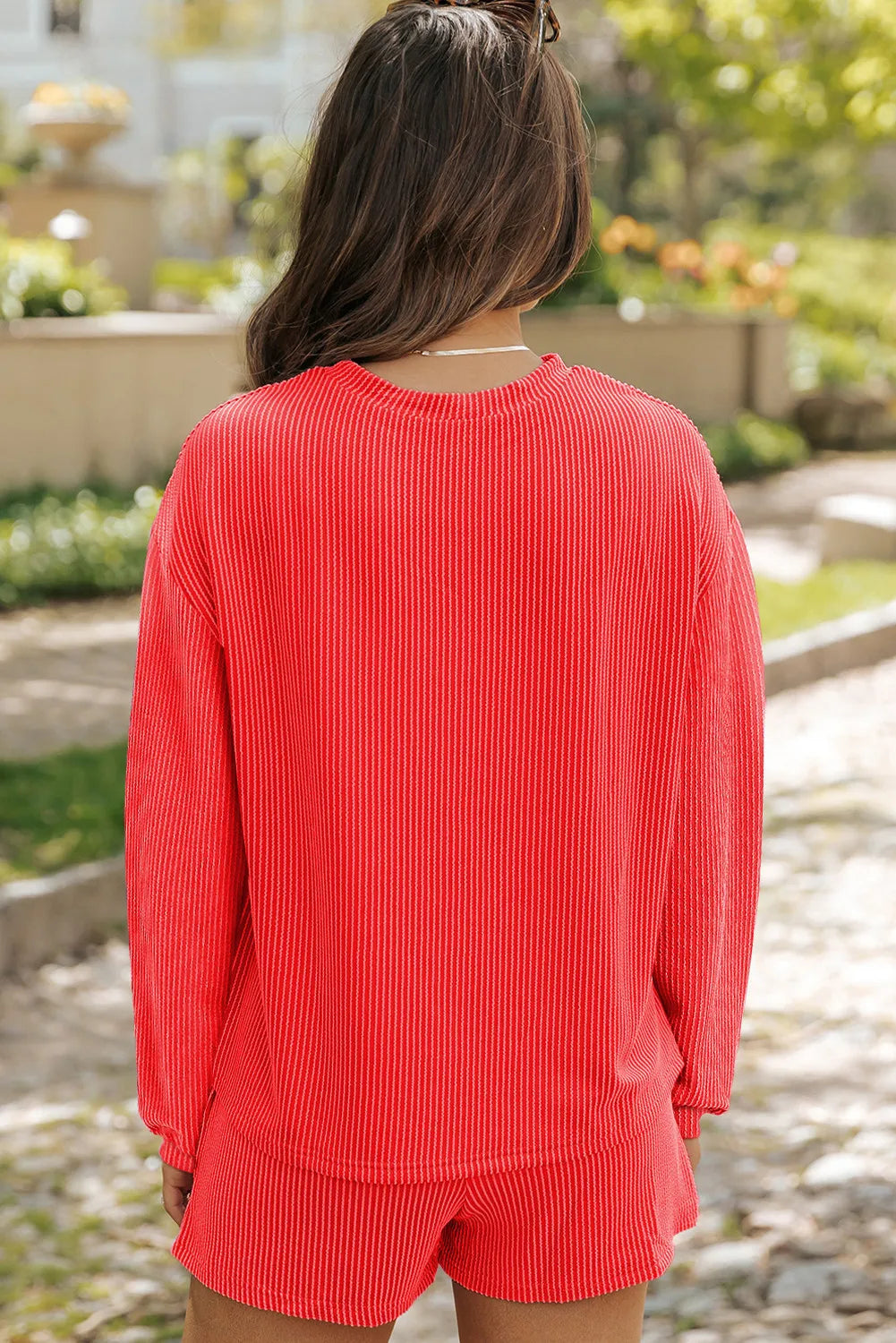 Dames loungewear set met sweater en korte broek