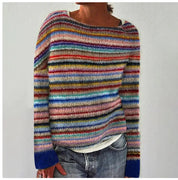 Gebreide dames sweater | Trui met ronde hals en patroon