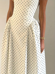 Dames zomerjurk maxi met stippenprint en ronde hals