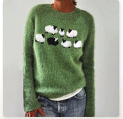 Gebreide dames sweater | Trui met ronde hals en patroon