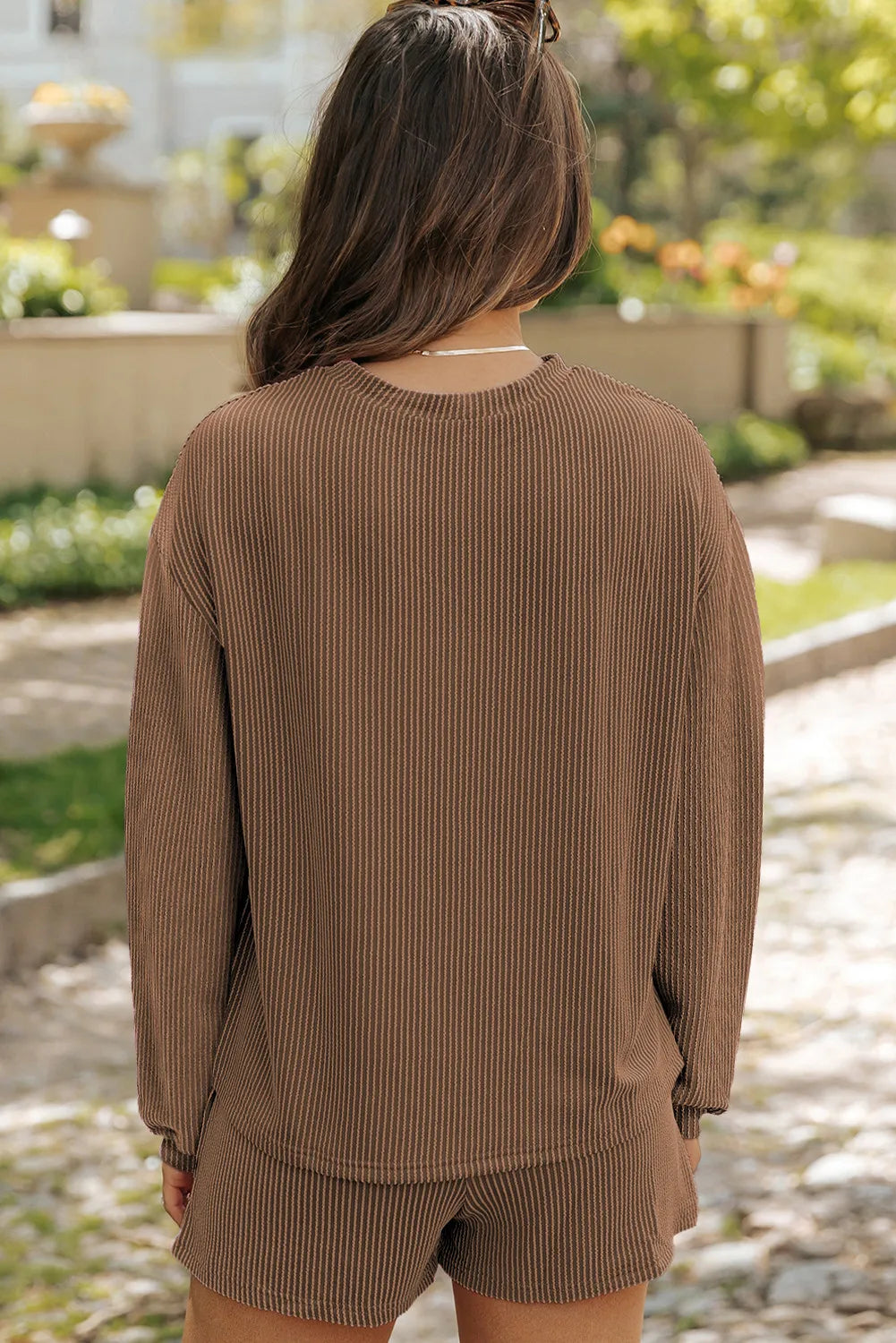 Dames loungewear set met sweater en korte broek