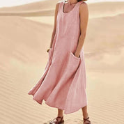 Dames zomerjurk mouwloos - Ronde hals relaxed fit
